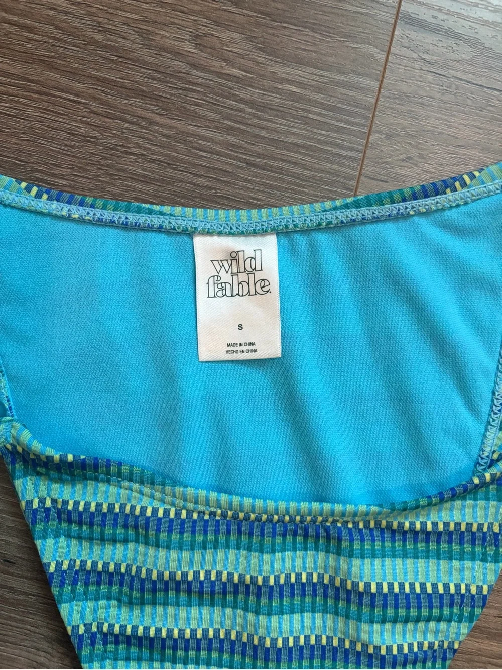 Wild Fable Blue Striped Bikini Set Beaded Straps Size Small